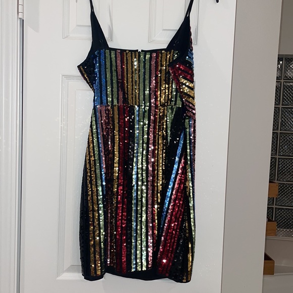 BCBG MaxAzria Sequin multi colored spaghetti strap dress - Picture 3 of 5
